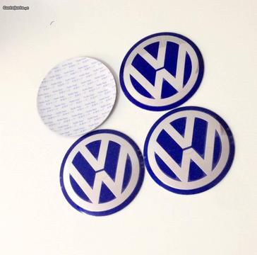 L6110 Kit 4 Centros De Jante Volkswagen Azul Emble