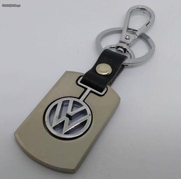 Porta chaves VW metalico e pele